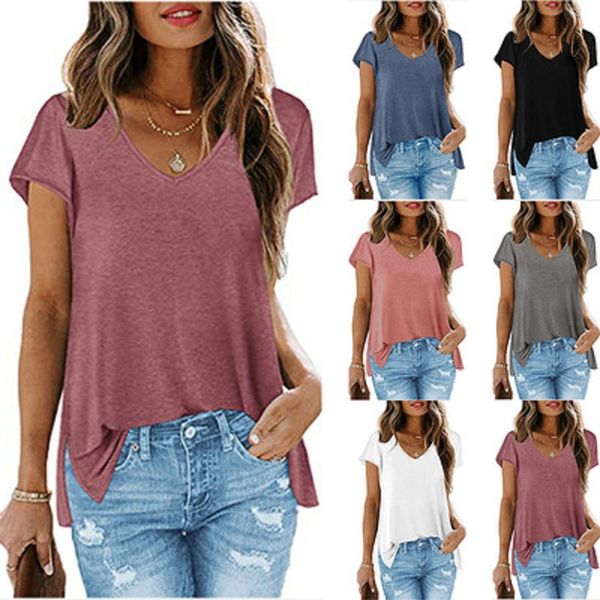 solid tee shirts women v-neck t-shirt 2021 summer casual loose t shirt short sleeve female black mujer camisetas, White
solid tee shirts women v-neck t-shirt 2021 summer casual loose t shirt short sleeve female black mujer camisetas, White