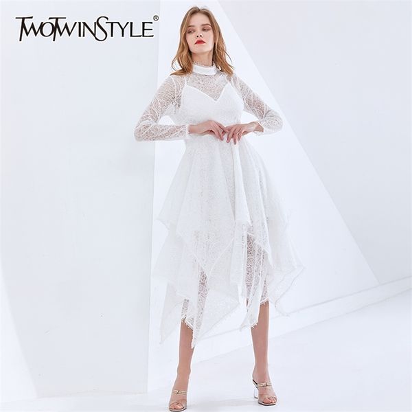 black patchwork lace spring dress for women stand collar long sleeve high waist dresses female fashion 210520, Black;gray
black patchwork lace spring dress for women stand collar long sleeve high waist dresses female fashion 210520, Black;gray