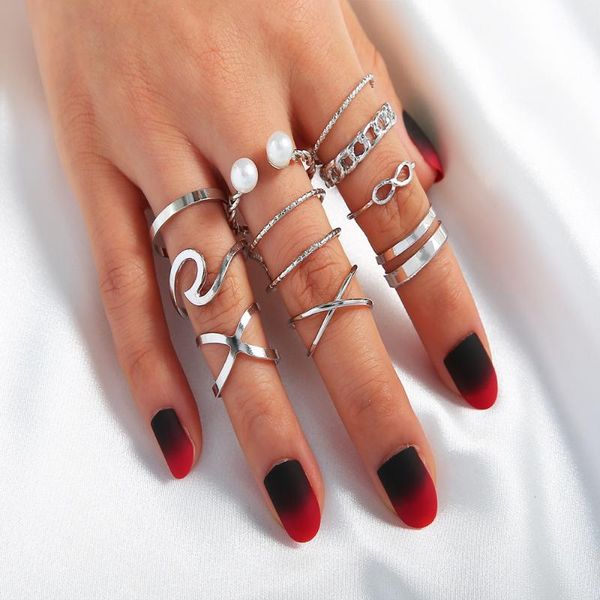cluster rings 10 pcs/set bohemian women's fashion pearl ring cross simple digital geometric eight knuckle 2021 women jewelry, Golden;silver
cluster rings 10 pcs/set bohemian women's fashion pearl ring cross simple digital geometric eight knuckle 2021 women jewelry, Golden;silver