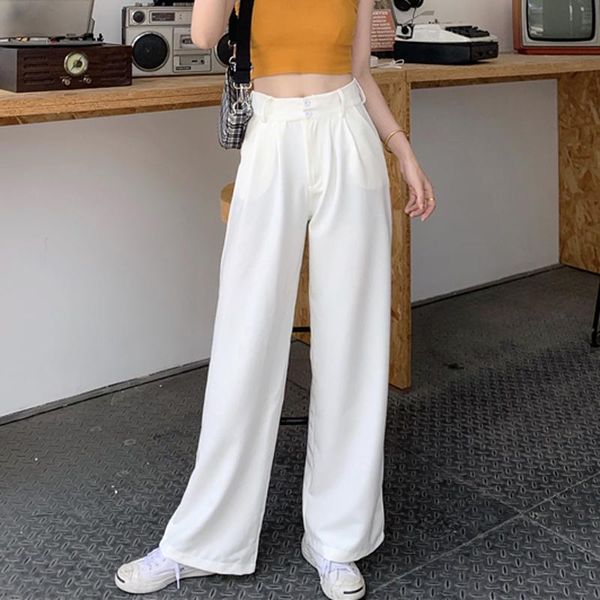 women's pants & capris fashion solid women wide-legged 2021 spring summer high waist buttons floor-length straight pantalon femme, Black;white
women's pants & capris fashion solid women wide-legged 2021 spring summer high waist buttons floor-length straight pantalon femme, Black;white