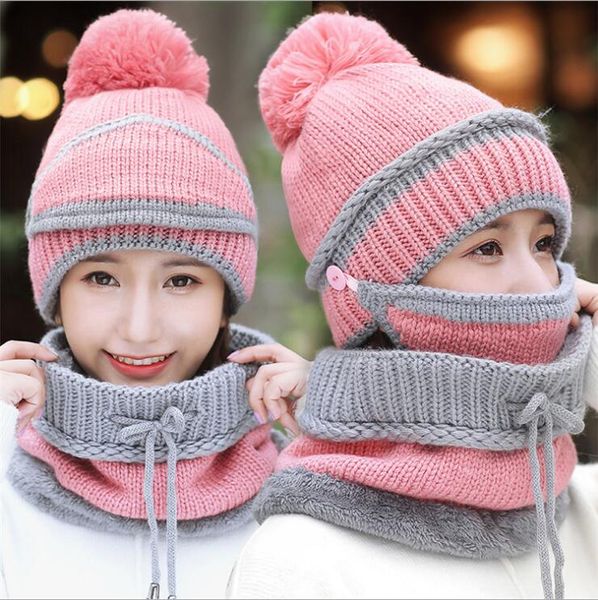 new winter mask bib ladies woolen hat caps scarves sets dmzm036 fashion plush thick warm knitted hats suit, Blue;gray
new winter mask bib ladies woolen hat caps scarves sets dmzm036 fashion plush thick warm knitted hats suit, Blue;gray