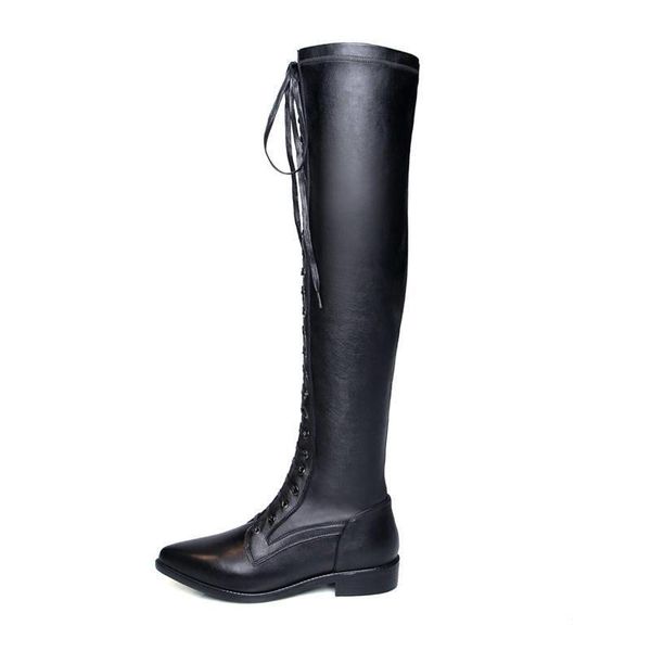 boots qplyxco2021 genuine leather female shoes pointed toe autumn thigh high zipper +lace up square heels, Black
boots qplyxco2021 genuine leather female shoes pointed toe autumn thigh high zipper +lace up square heels, Black