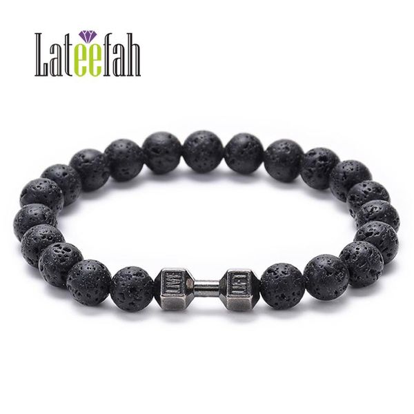 link, chain lateelah fashion jewelry volcanic stone tiger eye beaded bracelet barbell dumbbell natural, Black
link, chain lateelah fashion jewelry volcanic stone tiger eye beaded bracelet barbell dumbbell natural, Black
