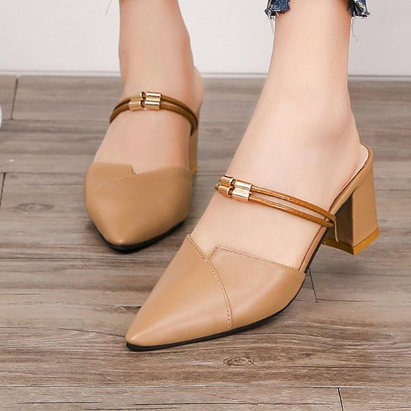dress shoes fashion women square heel sandals 2021 summer pointed toe block high heeled slippers casual, Black
dress shoes fashion women square heel sandals 2021 summer pointed toe block high heeled slippers casual, Black