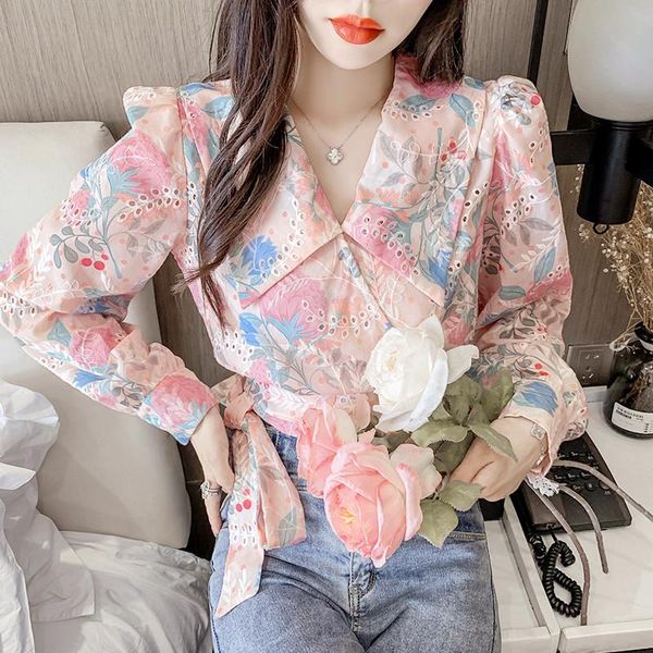 women's blouses & shirts coigarsam blouse women autumn 2021 french style chiffon floral print blusas womens and, White
women's blouses & shirts coigarsam blouse women autumn 2021 french style chiffon floral print blusas womens and, White
