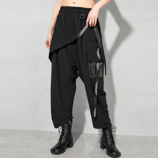 women's pants & capris 2021 streetwear black loose casual ankle-length spring patchwork cross-pants korean fashion elastic waist trouse, Black;white
women's pants & capris 2021 streetwear black loose casual ankle-length spring patchwork cross-pants korean fashion elastic waist trouse, Black;white