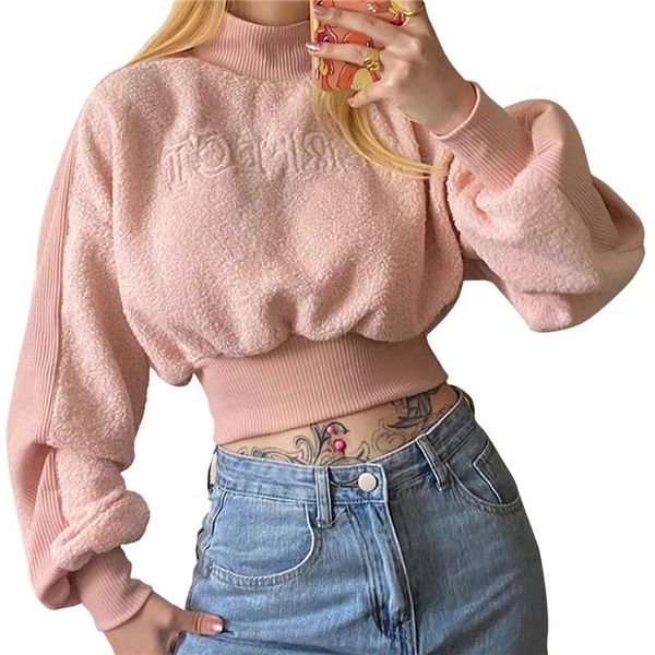 women's women slim short sweater letter pattern long sleeve high collar pullover fleece sweaters, White;black
women's women slim short sweater letter pattern long sleeve high collar pullover fleece sweaters, White;black