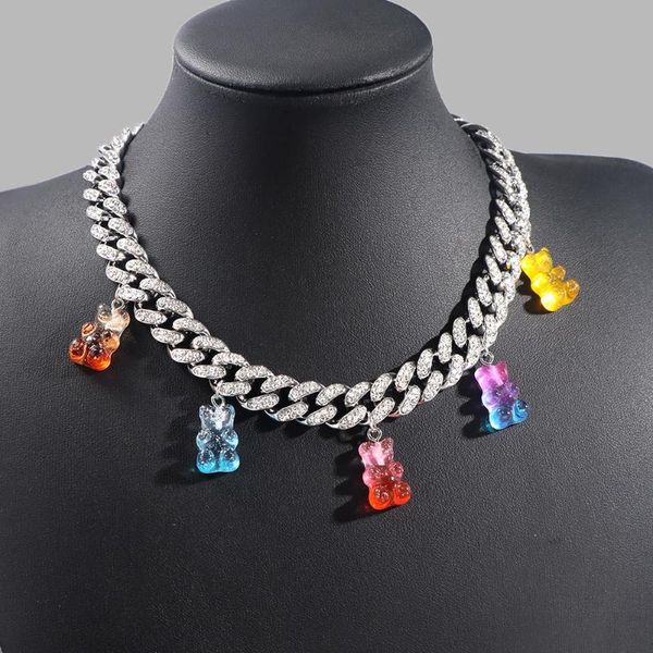 link, chain rainbow gummy bear silver color crystal cuban necklaces for women iced out rhinestone thick clavicle hip hop jewelry, Black
link, chain rainbow gummy bear silver color crystal cuban necklaces for women iced out rhinestone thick clavicle hip hop jewelry, Black