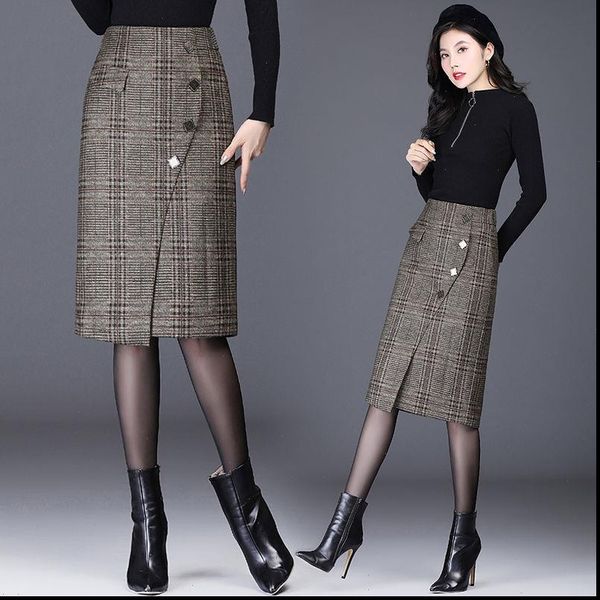 autumn winter plaid asymmetry slit womens skirts woolen slim straight pencil one step bottoms l85, Black
autumn winter plaid asymmetry slit womens skirts woolen slim straight pencil one step bottoms l85, Black