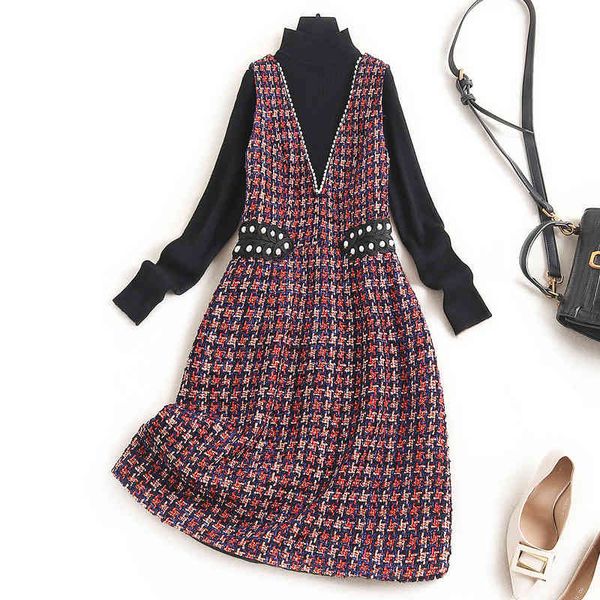 two piece dress spring long sleeve stand collar black knitted + sleeveless plaid panelled beaded short suits 2 s set od2816553 4bse, White
two piece dress spring long sleeve stand collar black knitted + sleeveless plaid panelled beaded short suits 2 s set od2816553 4bse, White