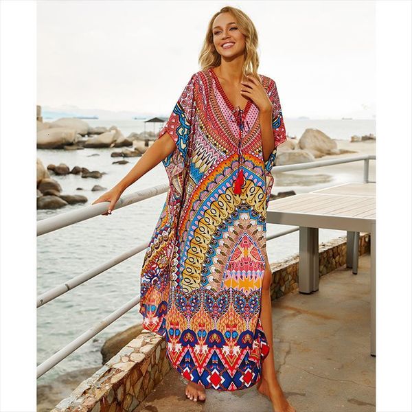 quick drying bohemian printed loose women dress summer beach moroccan kaftan plus size beachwear tassel midi q897, Black;gray
quick drying bohemian printed loose women dress summer beach moroccan kaftan plus size beachwear tassel midi q897, Black;gray