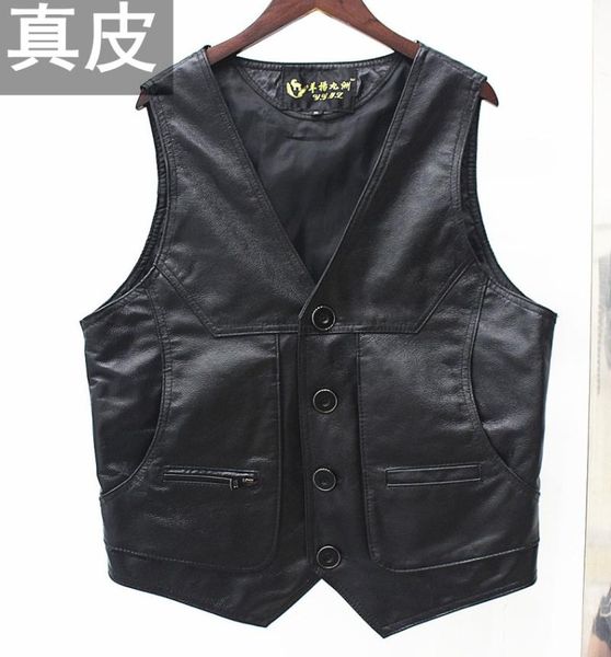 men's vests 2021 cowhide vest autumn and winter v-neck stitching casual slim suit leather, Black;white
men's vests 2021 cowhide vest autumn and winter v-neck stitching casual slim suit leather, Black;white