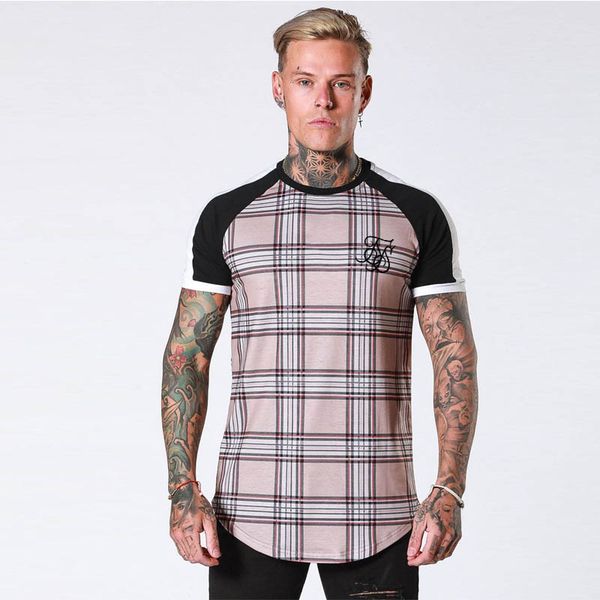 short mens 2020 summer fashion trendy brand sik silk plaid sleeve color matching t-shirt gym training tight round neck top, Black
short mens 2020 summer fashion trendy brand sik silk plaid sleeve color matching t-shirt gym training tight round neck top, Black