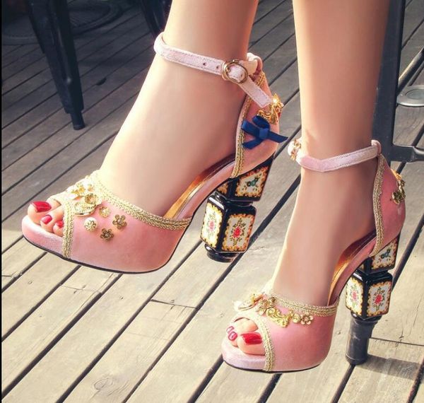 fashion design strange style square heel high sandals quality girl lady party shoes wedding, Black
fashion design strange style square heel high sandals quality girl lady party shoes wedding, Black