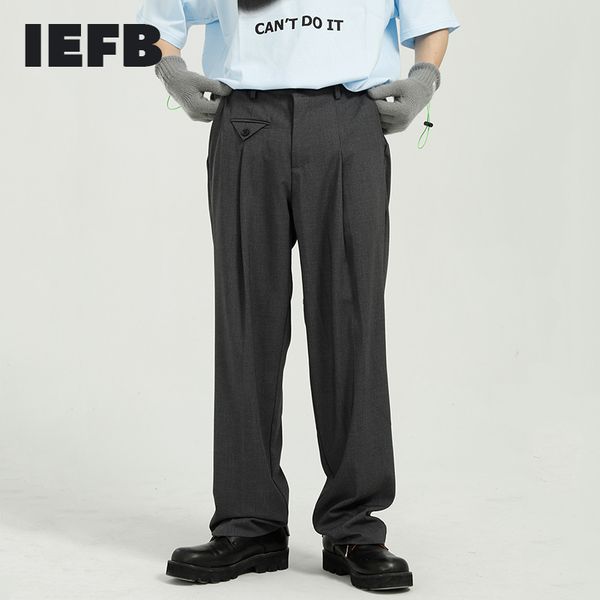 iefb men's clothing summer business trousers men's straight korean fashion casual black suit pants pants 9y7441 210524