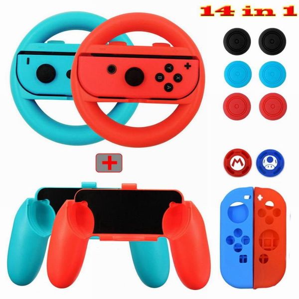 game controllers & joysticks 14 in 1 switch accessories kit with steer wheel handle grips silicone case analog caps for joy 
game controllers & joysticks 14 in 1 switch accessories kit with steer wheel handle grips silicone case analog caps for joy