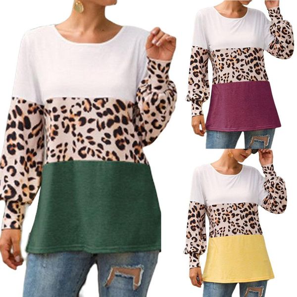 ladies color spliced leopard print pullover shirt lantern sleeve round neck autumn loose women's blouses & shirts, White
ladies color spliced leopard print pullover shirt lantern sleeve round neck autumn loose women's blouses & shirts, White