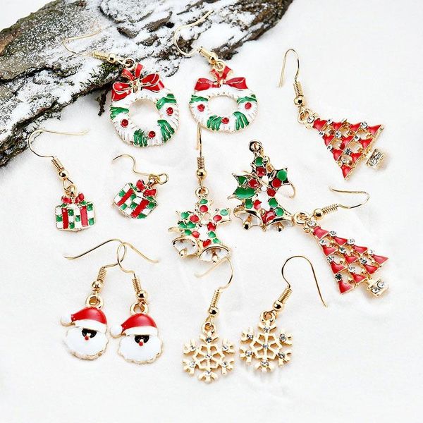1set 9 pairs christmas jewelry for women fashion cute santa claus snowman tree bell earring womens gifts wholesale dangle & chandelier, Silver 
1set 9 pairs christmas jewelry for women fashion cute santa claus snowman tree bell earring womens gifts wholesale dangle & chandelier, Silver