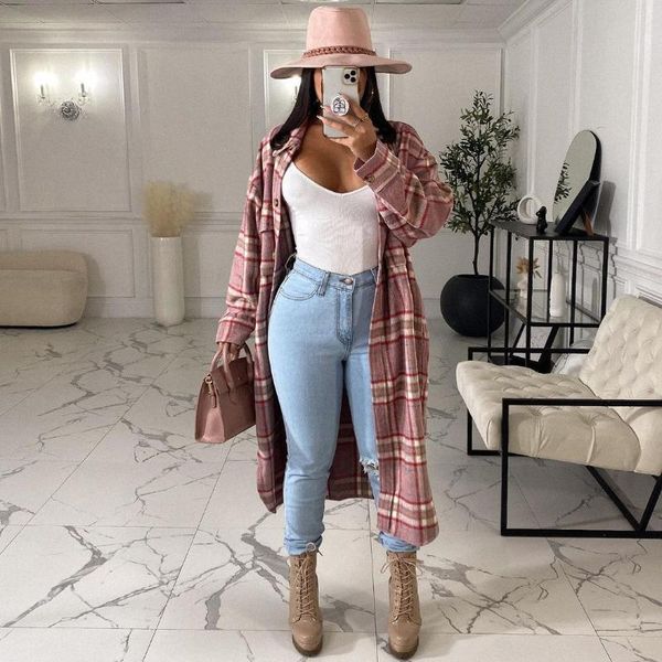 women's jackets 2021 autumn long sleeve buttoned plaid print blouse jacket for women, Black;brown
women's jackets 2021 autumn long sleeve buttoned plaid print blouse jacket for women, Black;brown