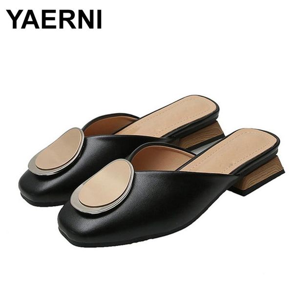 slippers yaerni genuine leather mules women shoes metal decoration squaretoe casual chunky heels slides slip on loafers big size, Black
slippers yaerni genuine leather mules women shoes metal decoration squaretoe casual chunky heels slides slip on loafers big size, Black