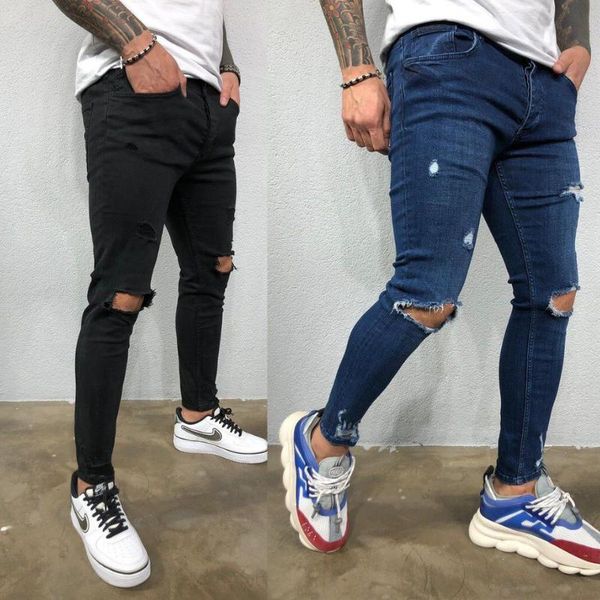 men's jeans men elasticity ripped skinny black hole pencil pants high street style slim frayed casual trousers biker, Blue
men's jeans men elasticity ripped skinny black hole pencil pants high street style slim frayed casual trousers biker, Blue