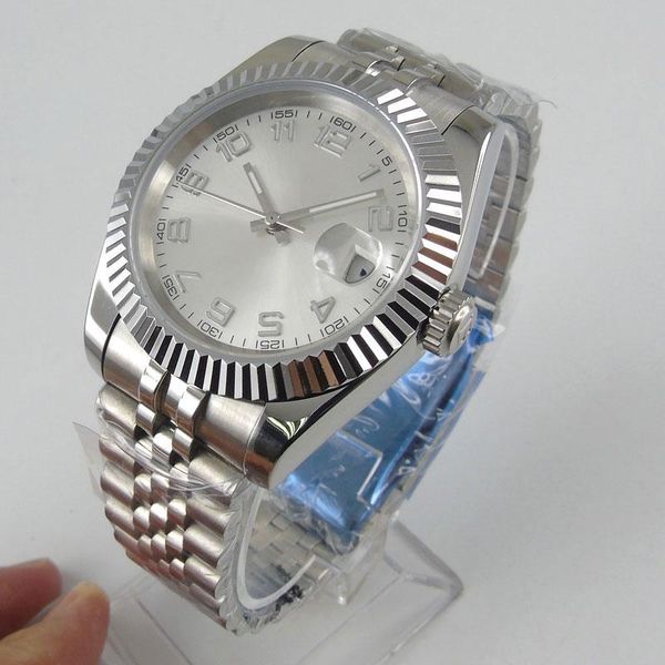 wristwatches 40mm silver sterile dial sapphire glass jubilee mechanical date 21 jewels miyota 8215 coin bezel automatic men's wristwatc, Slivery;brown
wristwatches 40mm silver sterile dial sapphire glass jubilee mechanical date 21 jewels miyota 8215 coin bezel automatic men's wristwatc, Slivery;brown