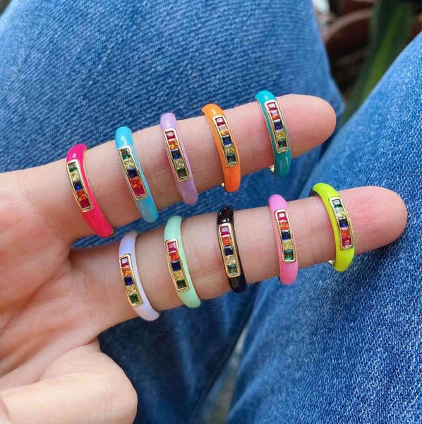 10pcs 2021 trendy gold plated colorful enamel mini rainbow cz zircon ring for women whole, Silver
10pcs 2021 trendy gold plated colorful enamel mini rainbow cz zircon ring for women whole, Silver