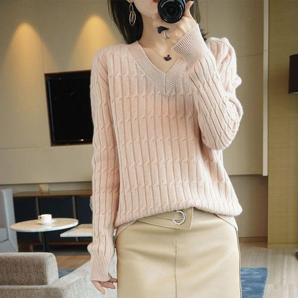 women's sweaters autumn korean style sweater v-neck long-sleeved pullover casual loose bottoming twist knit, White;black
women's sweaters autumn korean style sweater v-neck long-sleeved pullover casual loose bottoming twist knit, White;black