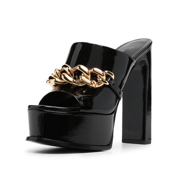 slippers women black genuine leather high heels platform shoes peep toe chain style party open beach lady
slippers women black genuine leather high heels platform shoes peep toe chain style party open beach lady