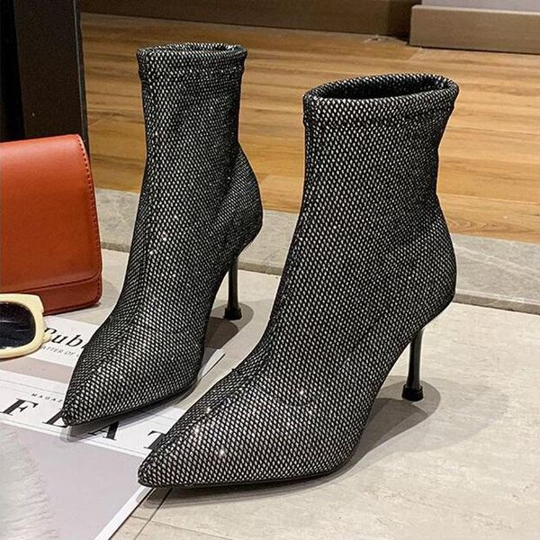 boots black silver ankle elastic sock women 2021 pointed toe thin heel stretch winter shoes booties woman rh1-1
boots black silver ankle elastic sock women 2021 pointed toe thin heel stretch winter shoes booties woman rh1-1