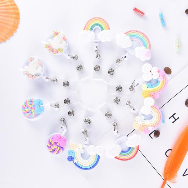 card holders arrival 1pcs cute lollipop rainbow retractable badge reel id clip little tag holder for, Brown;gray
card holders arrival 1pcs cute lollipop rainbow retractable badge reel id clip little tag holder for, Brown;gray