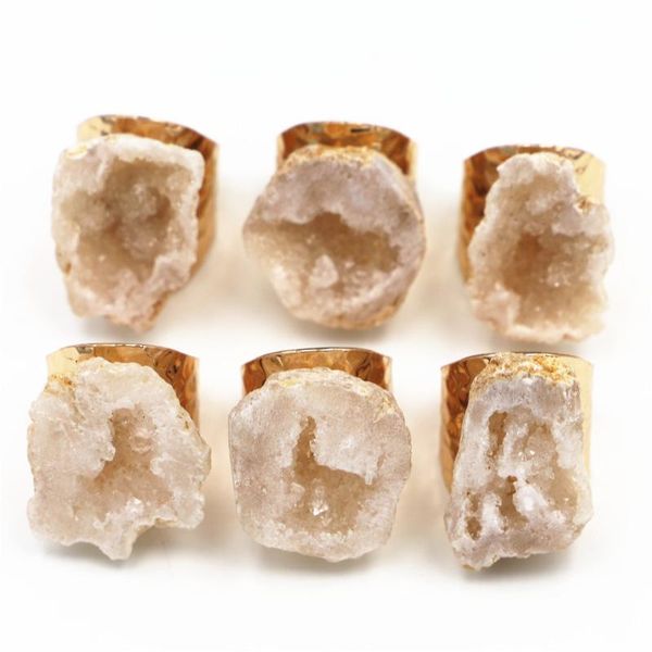 wedding rings natural stone agates druzys raw ore gold electroplate reiki geode resizable size jewelry 6pcs wholesale, Slivery;golden
wedding rings natural stone agates druzys raw ore gold electroplate reiki geode resizable size jewelry 6pcs wholesale, Slivery;golden