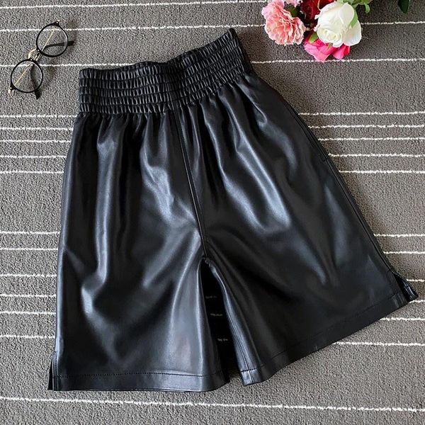 women's shorts street high knee length trousers genuine leather wide leg women real sheepskin waist elastic loose fit biker, White;black
women's shorts street high knee length trousers genuine leather wide leg women real sheepskin waist elastic loose fit biker, White;black