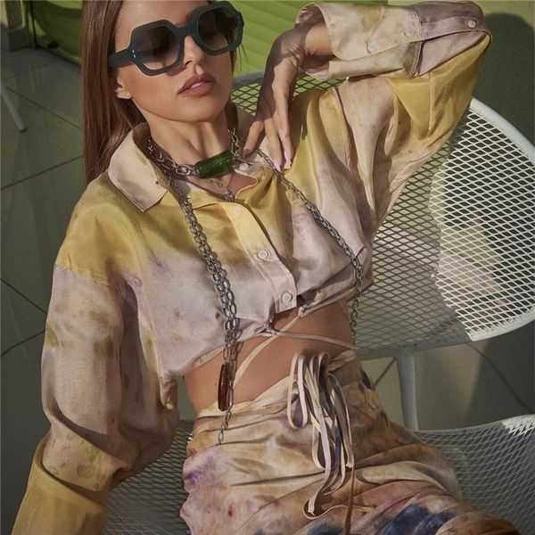 women's blouses & shirts blsqr tie dye lapel fashion long sleeve blouse lady belt elegant short shirt summer 2021 vinatge chic girl, White
women's blouses & shirts blsqr tie dye lapel fashion long sleeve blouse lady belt elegant short shirt summer 2021 vinatge chic girl, White