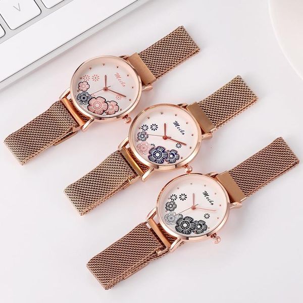 wristwatches women magnet buckle flower watch luxury ladies stainless steel quartz meibo for drop clock, Slivery;brown
wristwatches women magnet buckle flower watch luxury ladies stainless steel quartz meibo for drop clock, Slivery;brown