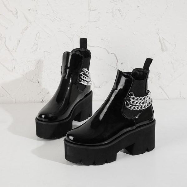 boots women shoes 2021 goth ankle platform chain pu/patent leather black white 32-43
boots women shoes 2021 goth ankle platform chain pu/patent leather black white 32-43
