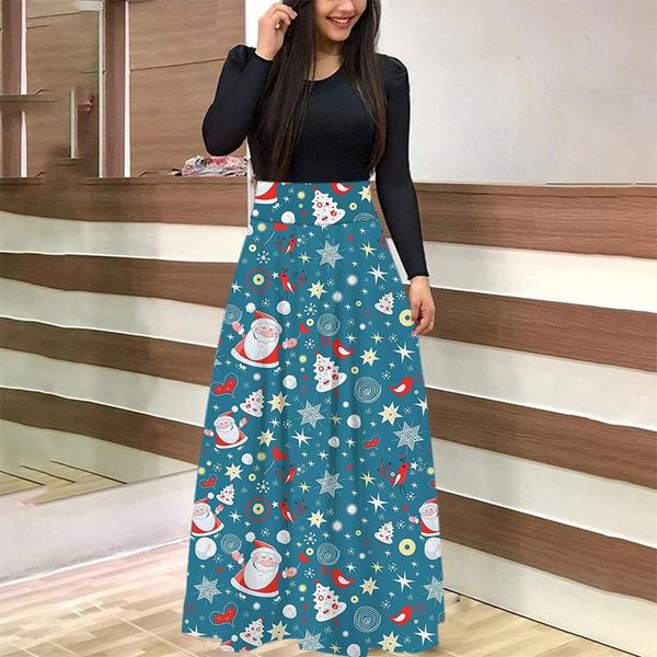casual dresses 2021 christmas print women spliced long sleeve high waist maxi loose wedding holiday party robe vestido femme, Black;gray
casual dresses 2021 christmas print women spliced long sleeve high waist maxi loose wedding holiday party robe vestido femme, Black;gray