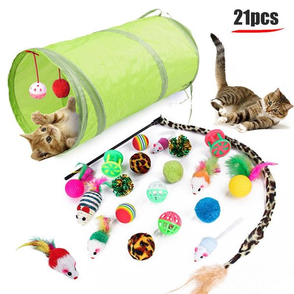 21pcs pet cats toys kit collapsible tunnel fun bell feather mice playing pets supplies yu-home cat
21pcs pet cats toys kit collapsible tunnel fun bell feather mice playing pets supplies yu-home cat