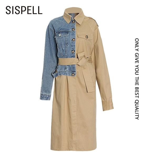 women's trench coats sispell hit color windbreaker jacket lapel collar longsleeve patchwork denim lace up bowknot for female casual, Tan;black
women's trench coats sispell hit color windbreaker jacket lapel collar longsleeve patchwork denim lace up bowknot for female casual, Tan;black