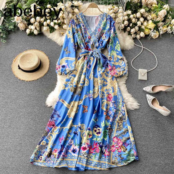 women retro print maxi dress v neck puff sleeve lace up a-line casual es spring korean chic streetwear long 210512, Black;gray
women retro print maxi dress v neck puff sleeve lace up a-line casual es spring korean chic streetwear long 210512, Black;gray