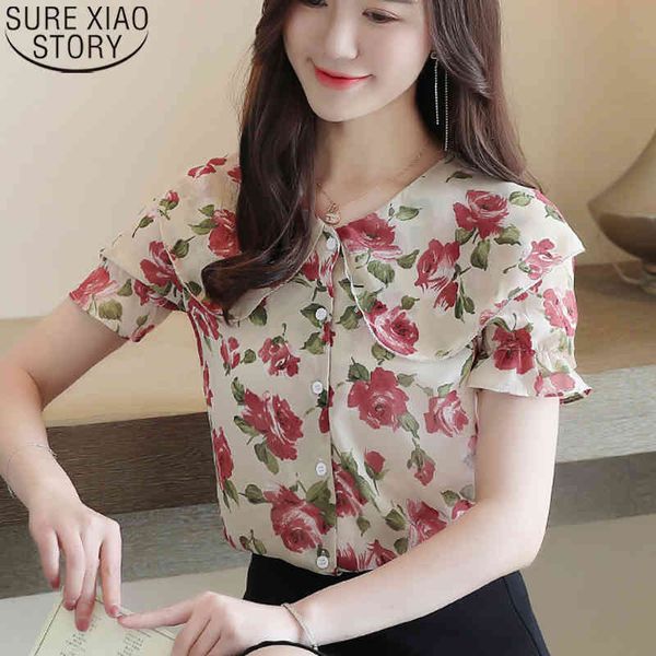 summer sweet doll collar short butterfly sleeve chiffon korean loose floral women and blouse chemise 9152 210417, White
summer sweet doll collar short butterfly sleeve chiffon korean loose floral women and blouse chemise 9152 210417, White
