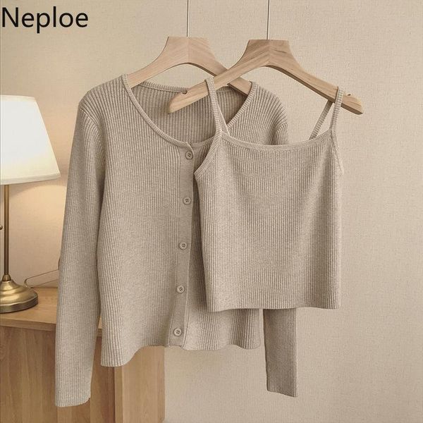 women's knits & tees neploe solid knitted two piece sets women camisole with long sleeve single breasted cardigan coat slim fashion sui, White
women's knits & tees neploe solid knitted two piece sets women camisole with long sleeve single breasted cardigan coat slim fashion sui, White