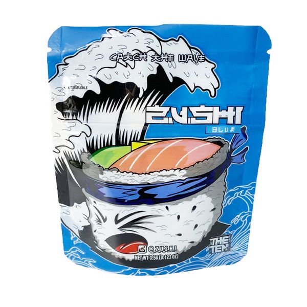 blue zushi mylar bags 3.5 g stand up pouch hemp food snack packaging bag with child proof zipper sushi print 4*5inch
blue zushi mylar bags 3.5 g stand up pouch hemp food snack packaging bag with child proof zipper sushi print 4*5inch