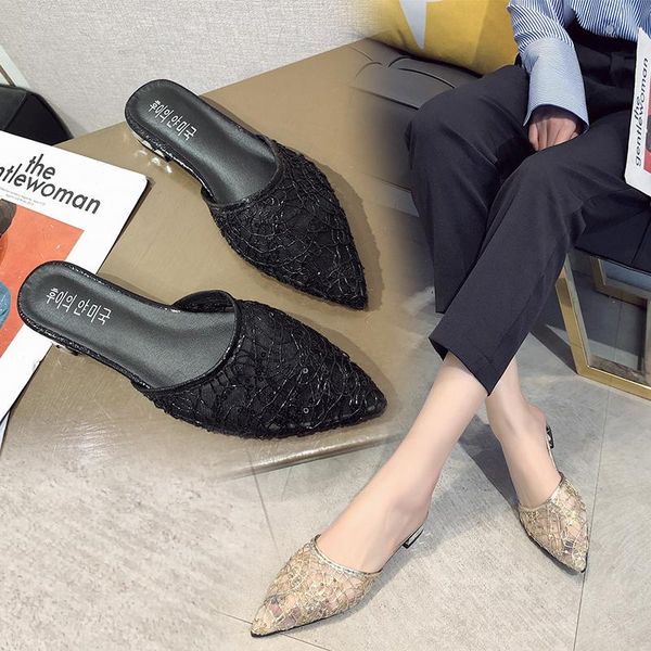 slippers in baotou the summer of 2021 joker gauze fashion wear flat sandals lazy person outside beach shoes,, Black
slippers in baotou the summer of 2021 joker gauze fashion wear flat sandals lazy person outside beach shoes,, Black