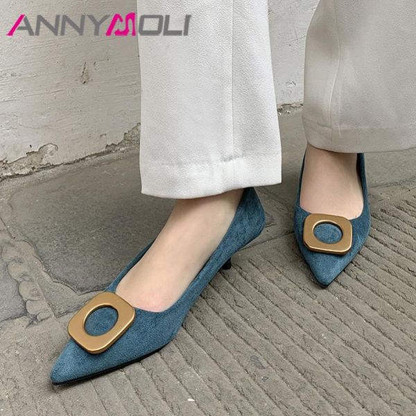 dress shoes annymoli genuine leather med heels women thin heel kid suede pointed toe pumps metal decoration female footwear blue, Black
dress shoes annymoli genuine leather med heels women thin heel kid suede pointed toe pumps metal decoration female footwear blue, Black