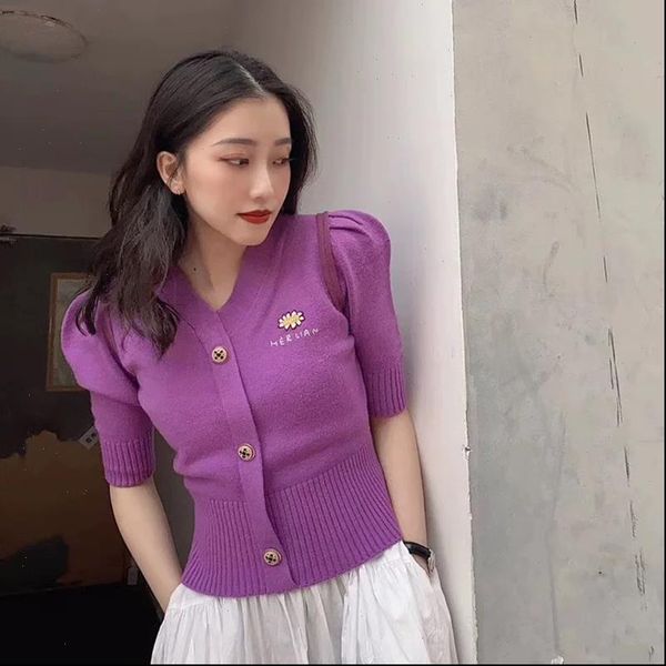 women sweaters purple sweater short sleeve v neck vintage daisy floral embroidery puff coat spring knitted cardigan w685, White;black
women sweaters purple sweater short sleeve v neck vintage daisy floral embroidery puff coat spring knitted cardigan w685, White;black