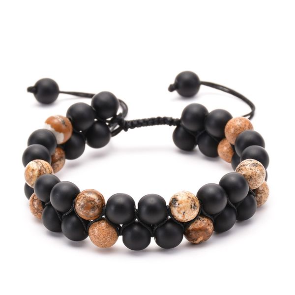 men women black matte stone handmade braided rope natural stone bracelets adjustable double layer yoga beaded bangle bracelets, Golden;silver
men women black matte stone handmade braided rope natural stone bracelets adjustable double layer yoga beaded bangle bracelets, Golden;silver