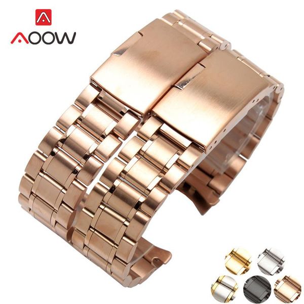watch bands stainless steel band strap 18mm 20mm 22mm 24mm seamless welding deployment buckle rose gold watchband bracelet accessories, Black;brown 
watch bands stainless steel band strap 18mm 20mm 22mm 24mm seamless welding deployment buckle rose gold watchband bracelet accessories, Black;brown