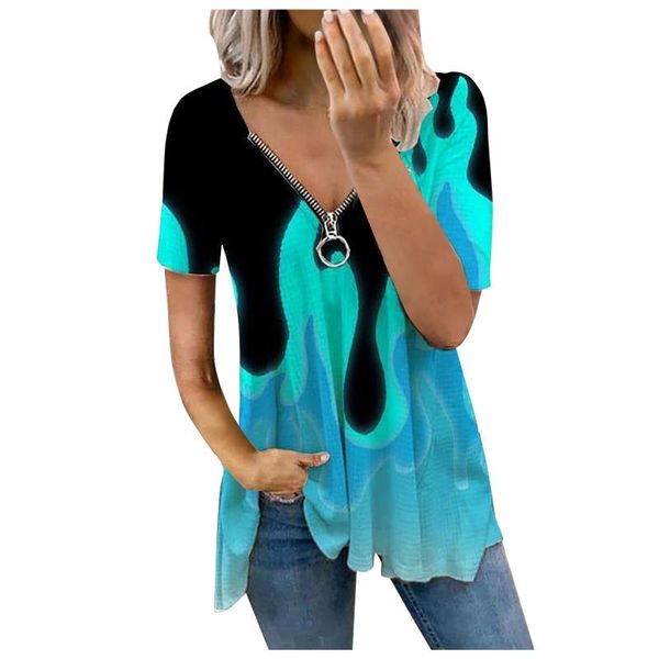 women's blouses & shirts womens gradient contrast zipper blouse and deep v-neck collar short sleeve fold casual streetwear blusas, White
women's blouses & shirts womens gradient contrast zipper blouse and deep v-neck collar short sleeve fold casual streetwear blusas, White