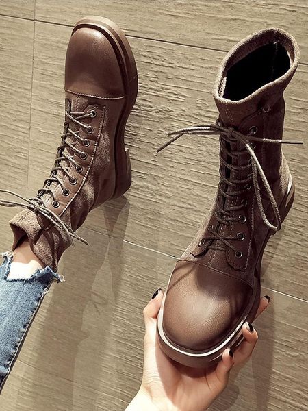 boots short women's autumn 2021 fashion motorcycle low-heel street casual, Black